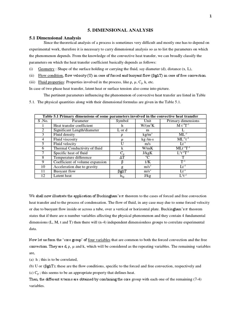 Unit 3 Dimensional Analysis PDF Heat Transfer Soft Matter