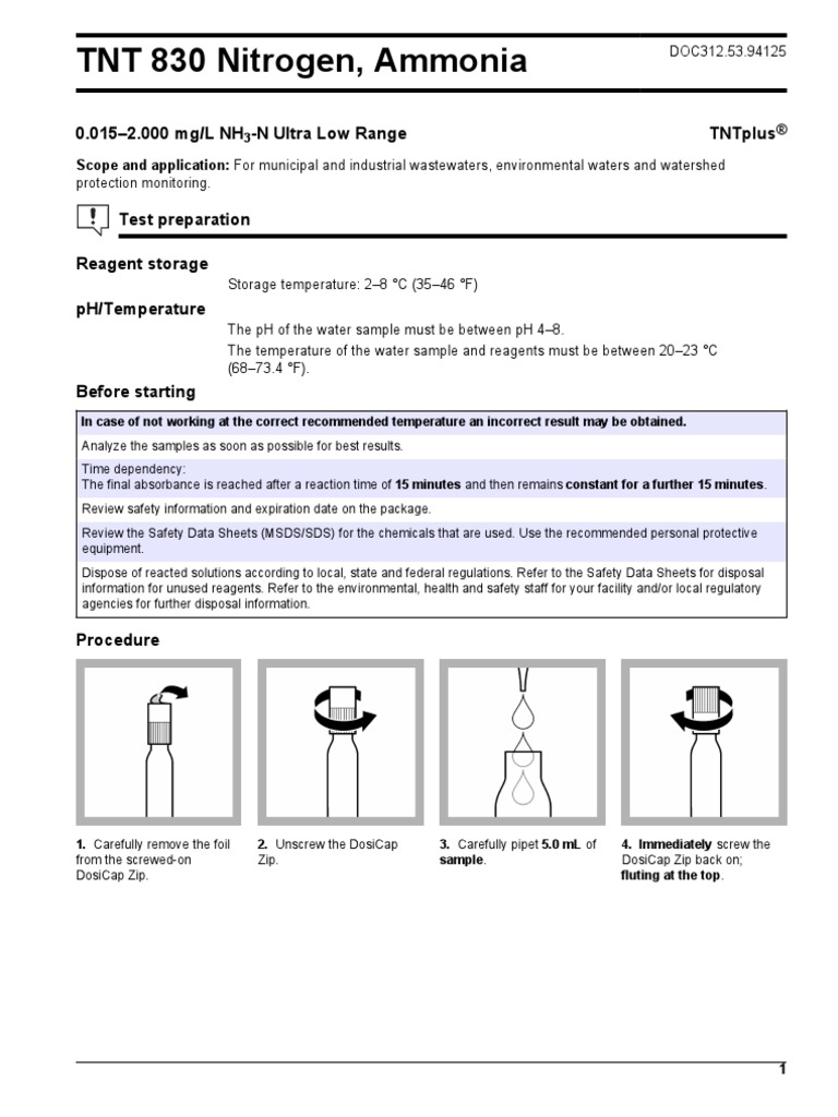 Nitrógeno Amoniacal, TNT 830 | PDF | Ph | Physical Chemistry