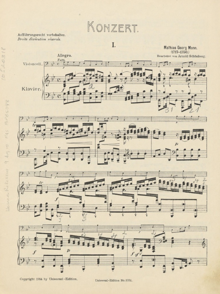 Monn Cello Concerto (Piano) PDF Cello Orchestras