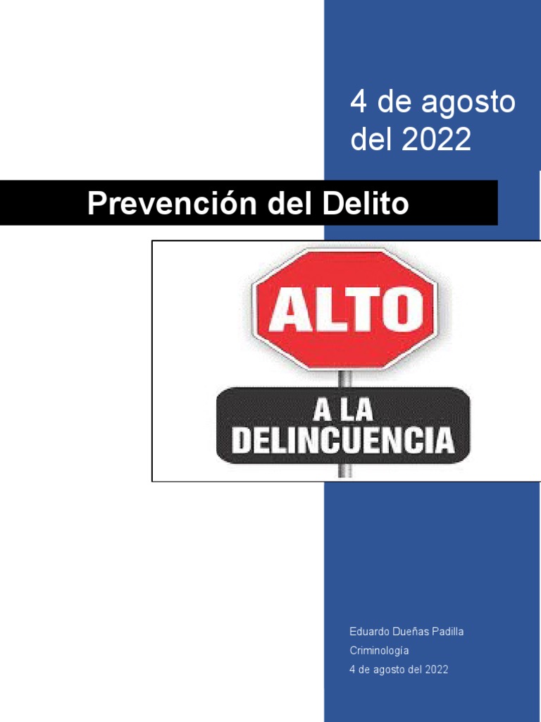 Prevención Del Delito Pdf Prevención Del Crimen Valores