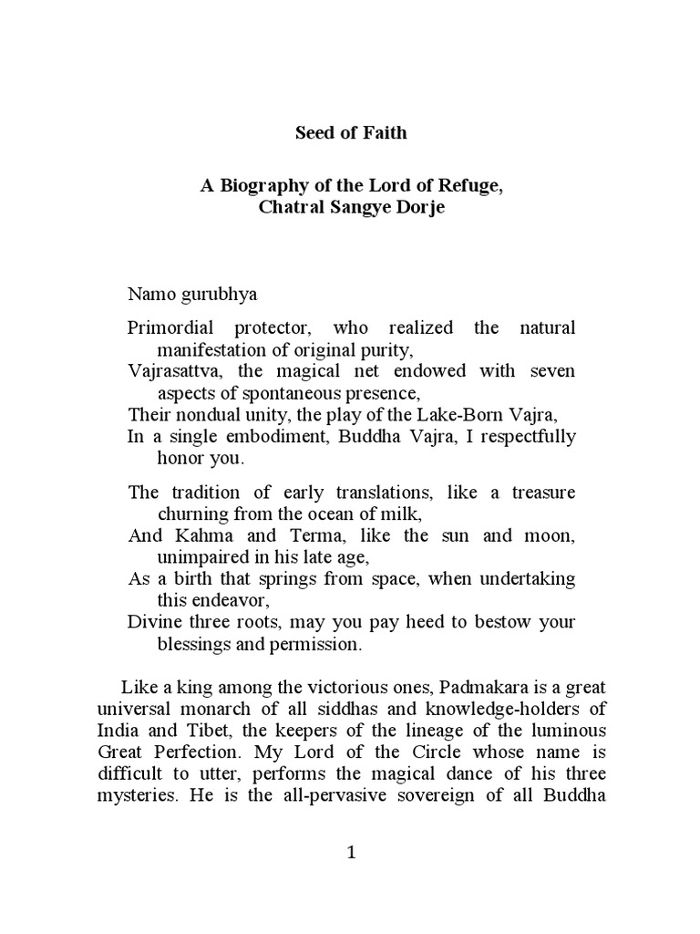 Biography of Chatral Rinpoche - Seed-of-Faith | PDF | Padmasambhava ...