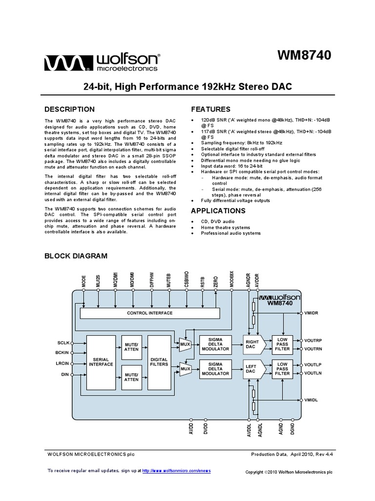 WM8740 v4.4 | PDF | Sampling (Signal Processing) | Filter (Signal ...