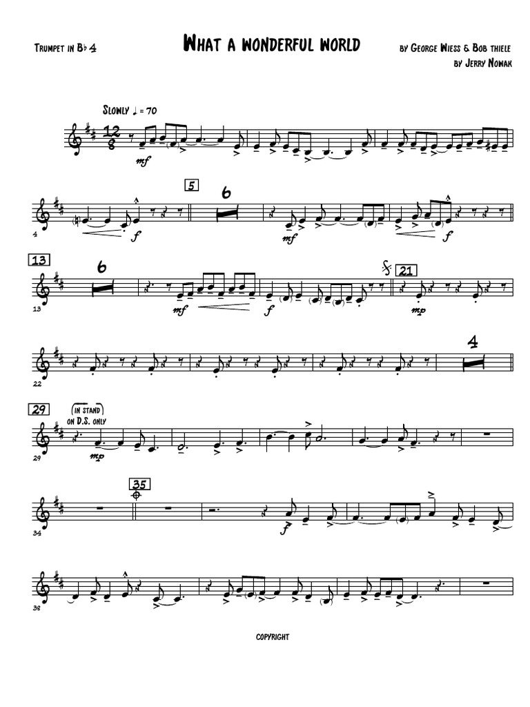 What a wonderful world Jerry NowakБутурлина Trumpet in Bb 4 PDF
