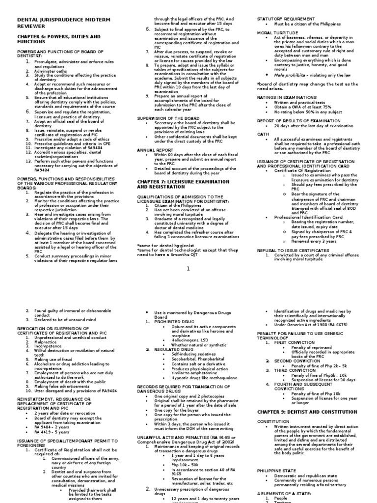 Dental Jurisprudence Midterm Reviewer Licensure Will And Testament