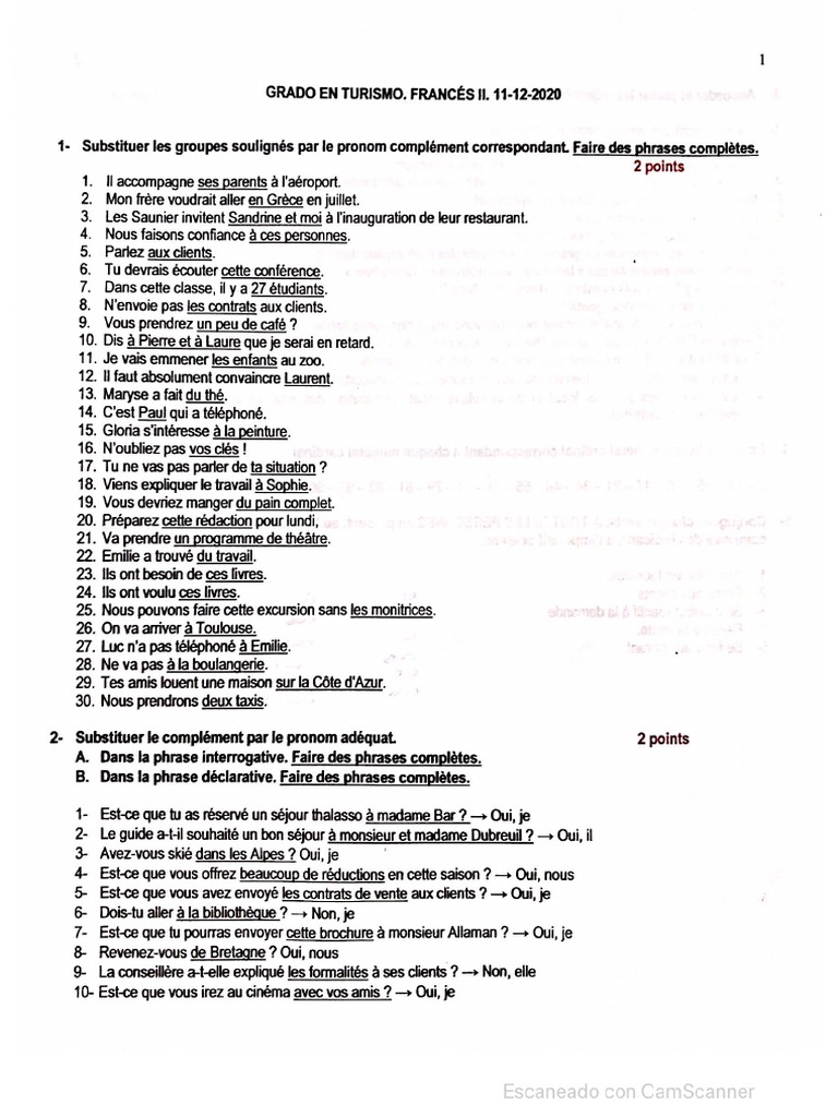 Examen Francés 11-12-2020 | PDF