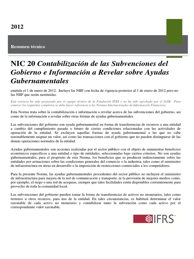 Contabilización de Subvenciones Gubernamentales | PDF | normas ...