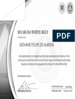 Official Certification Issued Six Sigma White Belt Certification