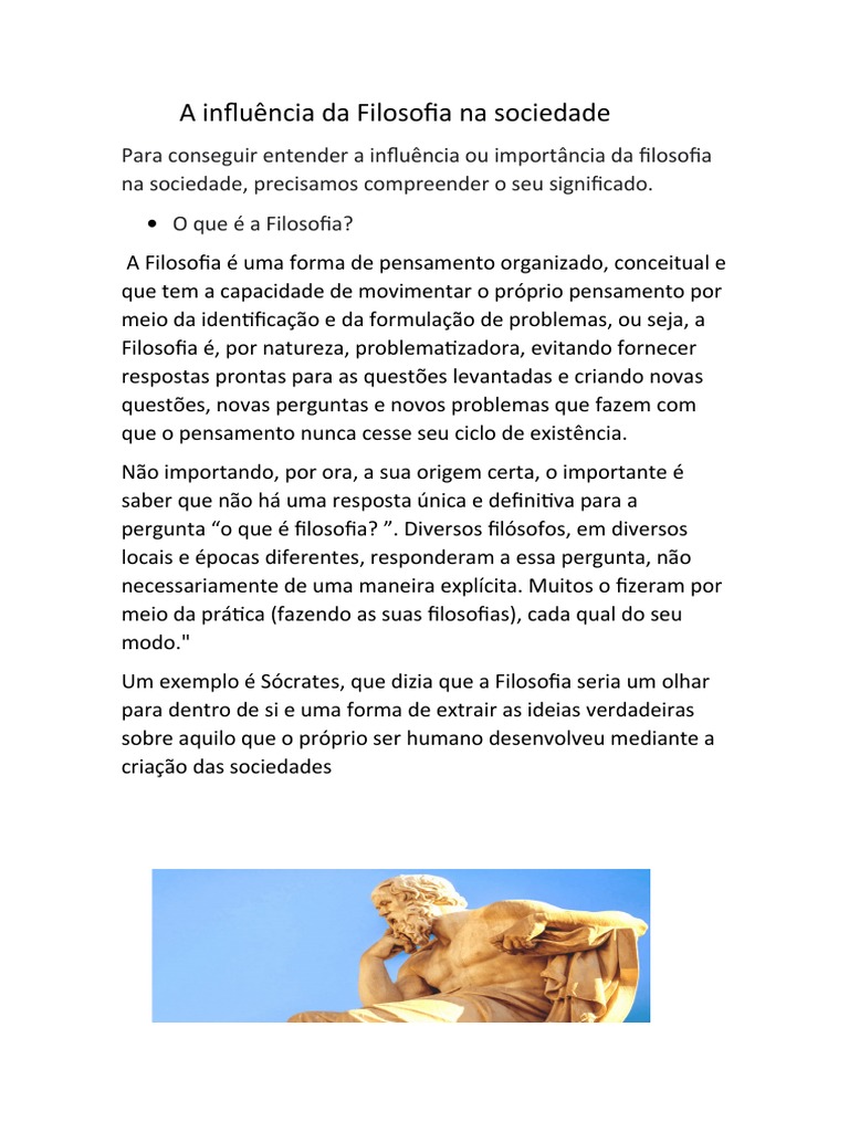 A Influência Da Filosofia Na Sociedade | PDF | Pensamento | Science