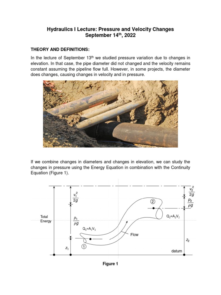 Hydraulics I Lecture 10 14sep2022 PDF