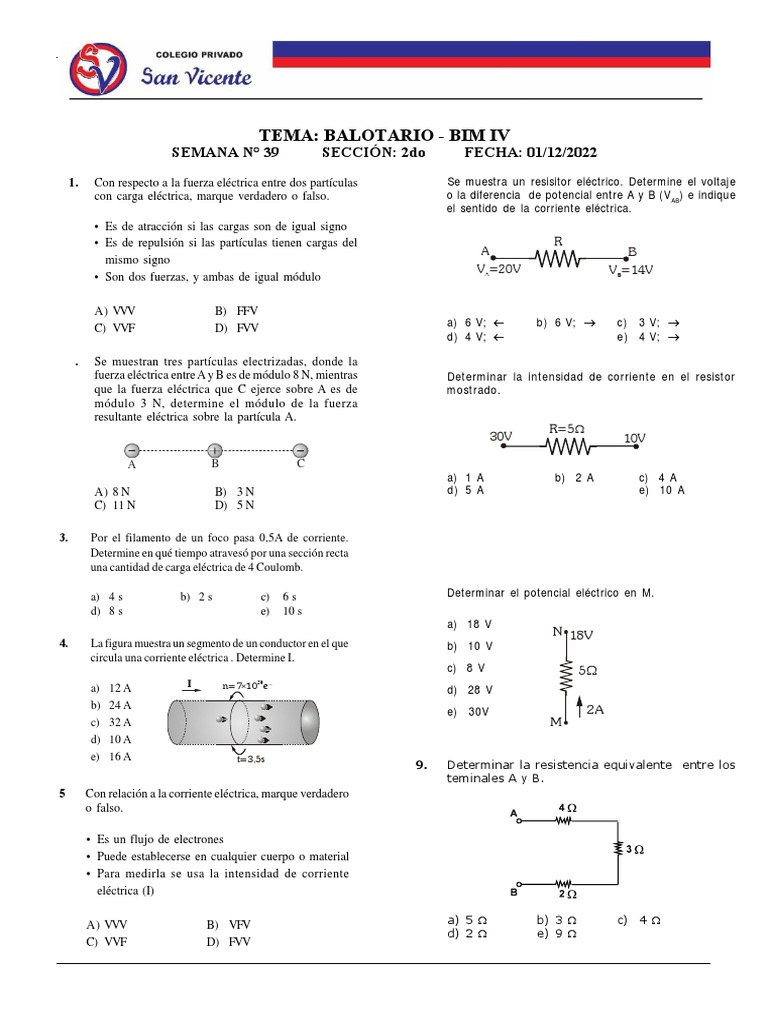 Ejercicios de Electricidad y Óptica | PDF | Resistencia Eléctrica y ...