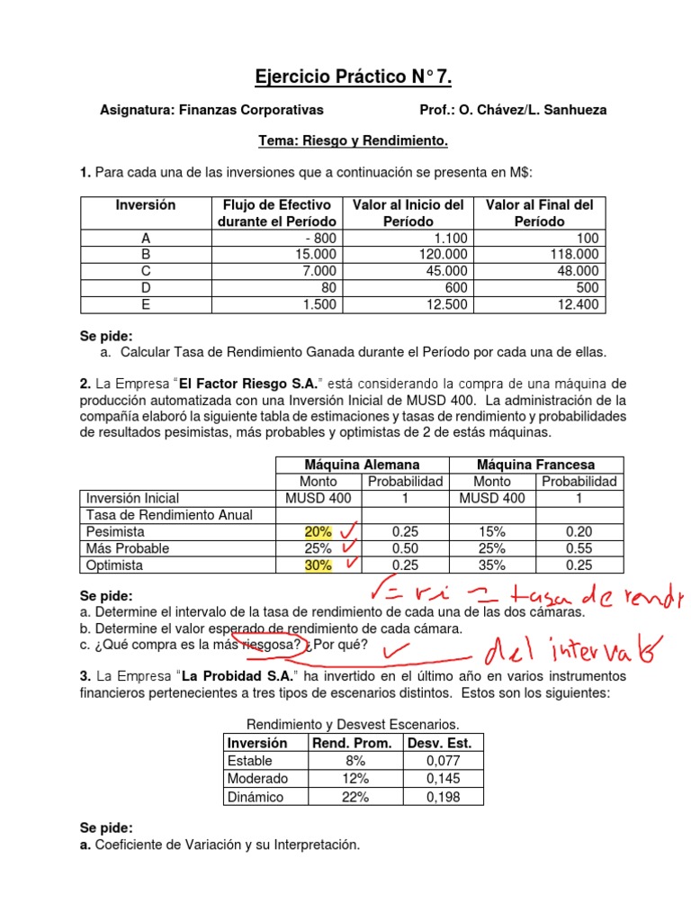 Ejercicios de Riesgo y Rendimiento | PDF | Economias