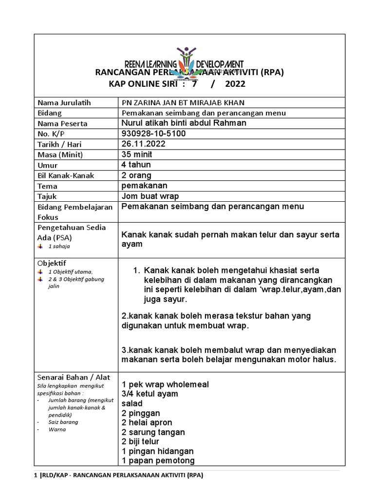 Kap - Borang Rpa 2022 | PDF