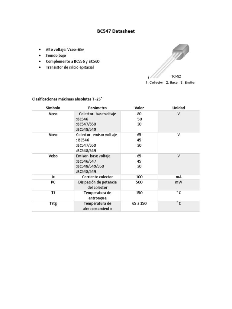 BC547 Datasheet PDF