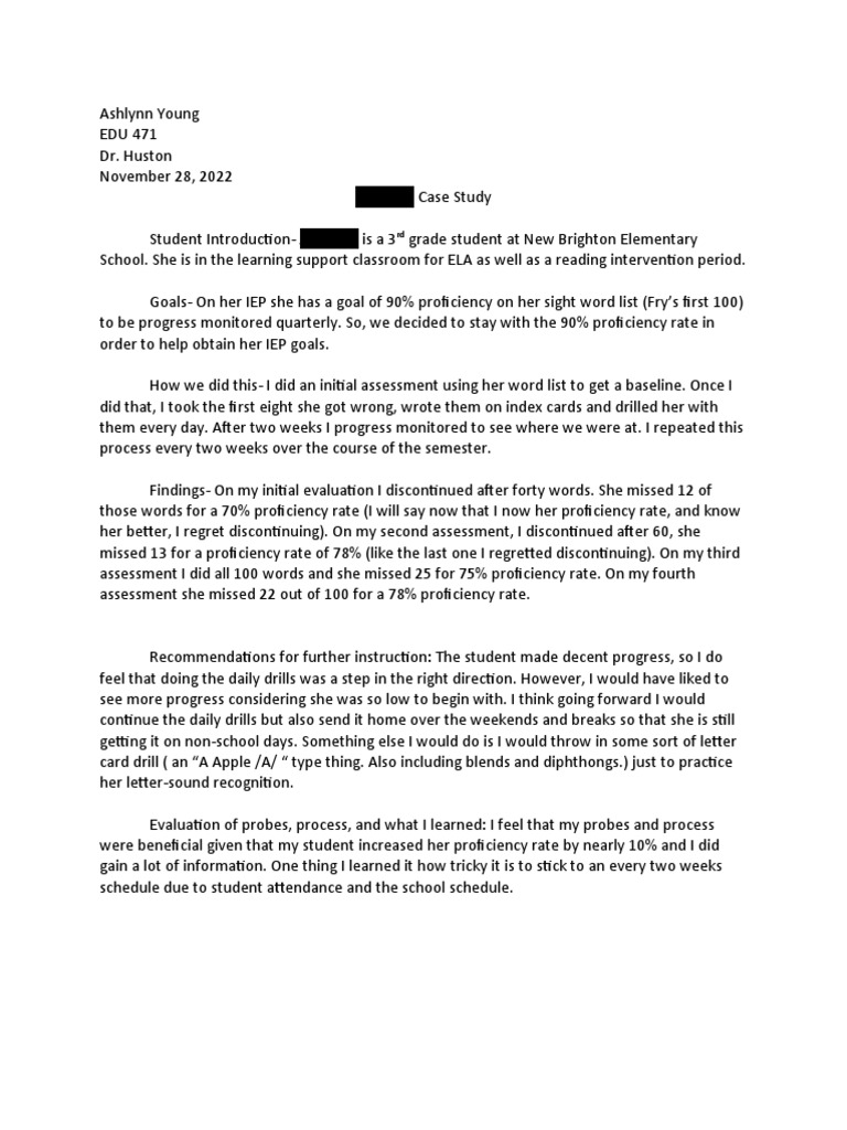 Student J Case Study For Huston PDF Cognitive Science Education