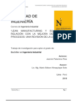 Lean Manufacturing y Su Realacion Con La Mejora de Procesos - 2018