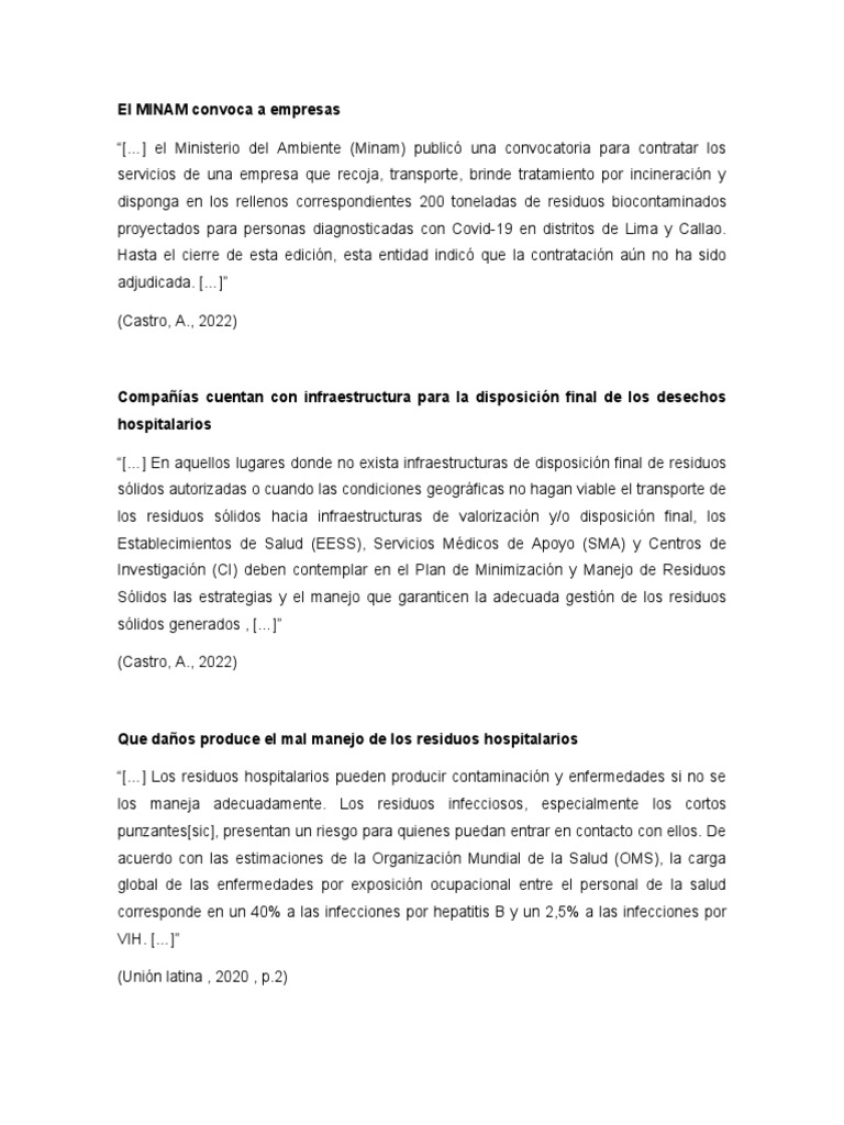Convocatoria MINAM para gestión de residuos | PDF | Residuos | Salud ...