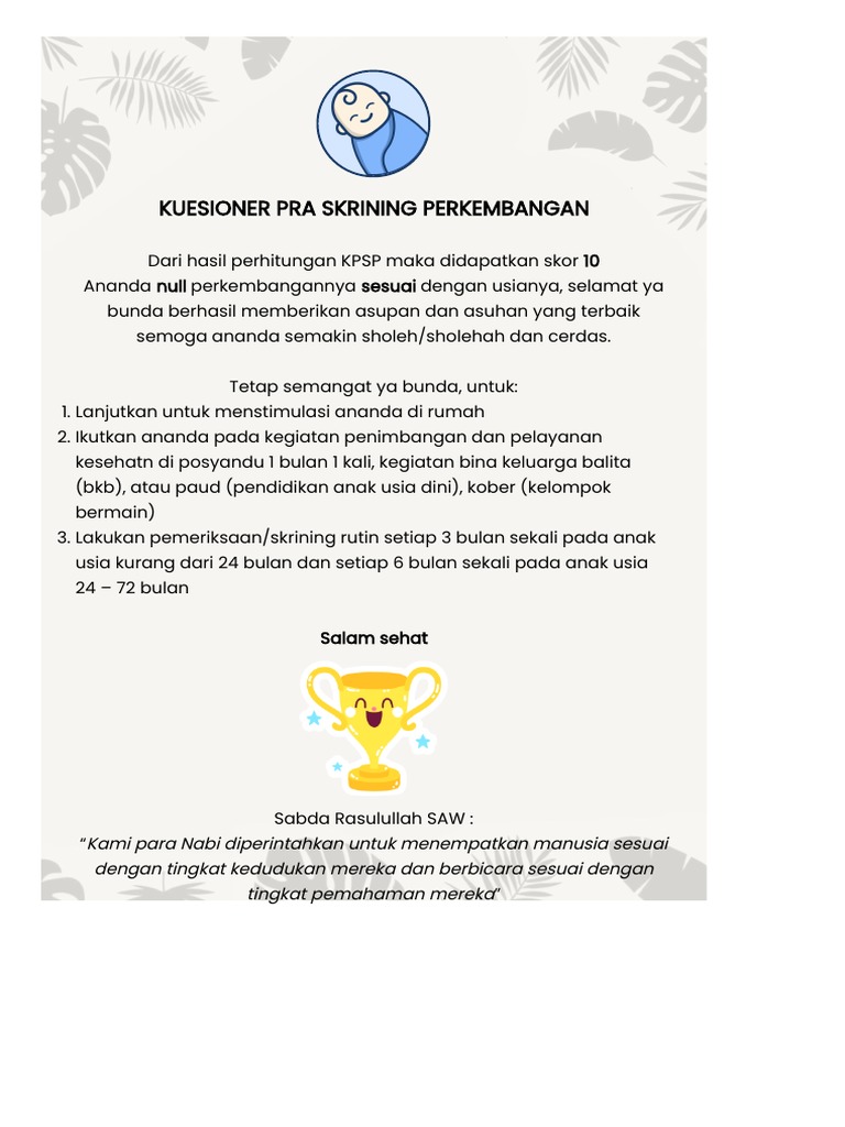 Penilaian KPSP untuk Perkembangan Anak | PDF