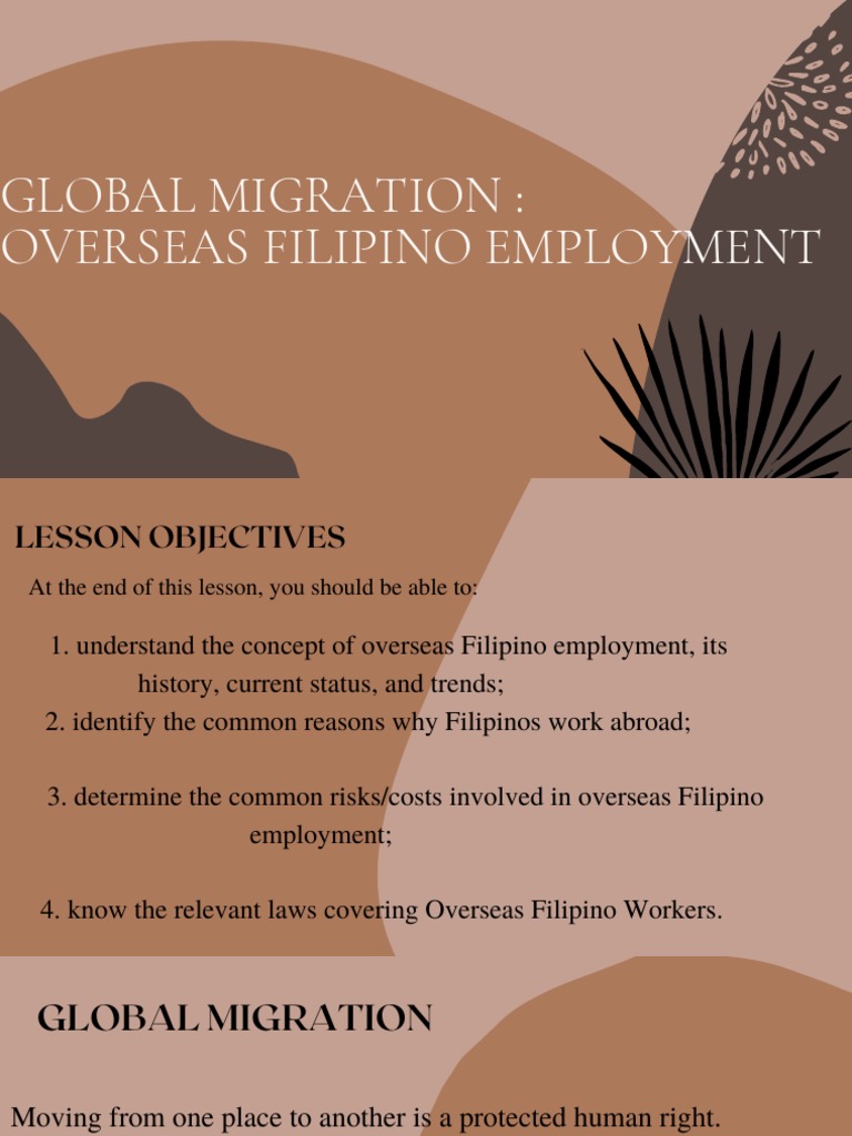 Group 9 Global Migration Overseas Filipino Employment | PDF | Migrant ...