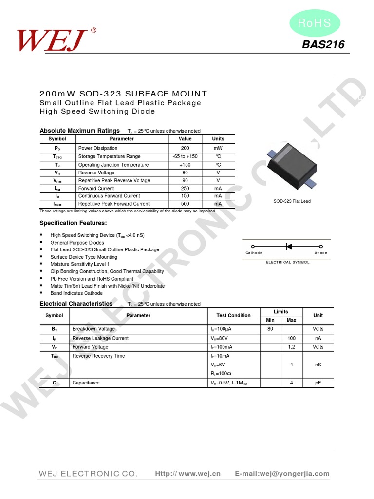 Bas216 Wej | PDF | Diode | Electrical Engineering