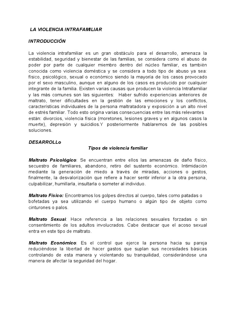 Prevención de la Violencia Intrafamiliar | PDF | Violencia doméstica ...