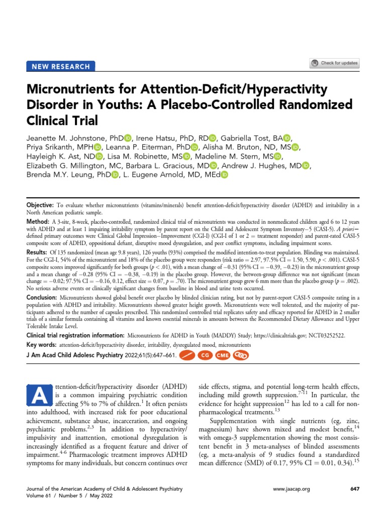 Micronutrients For ADHD PDF Attention Deficit Hyperactivity