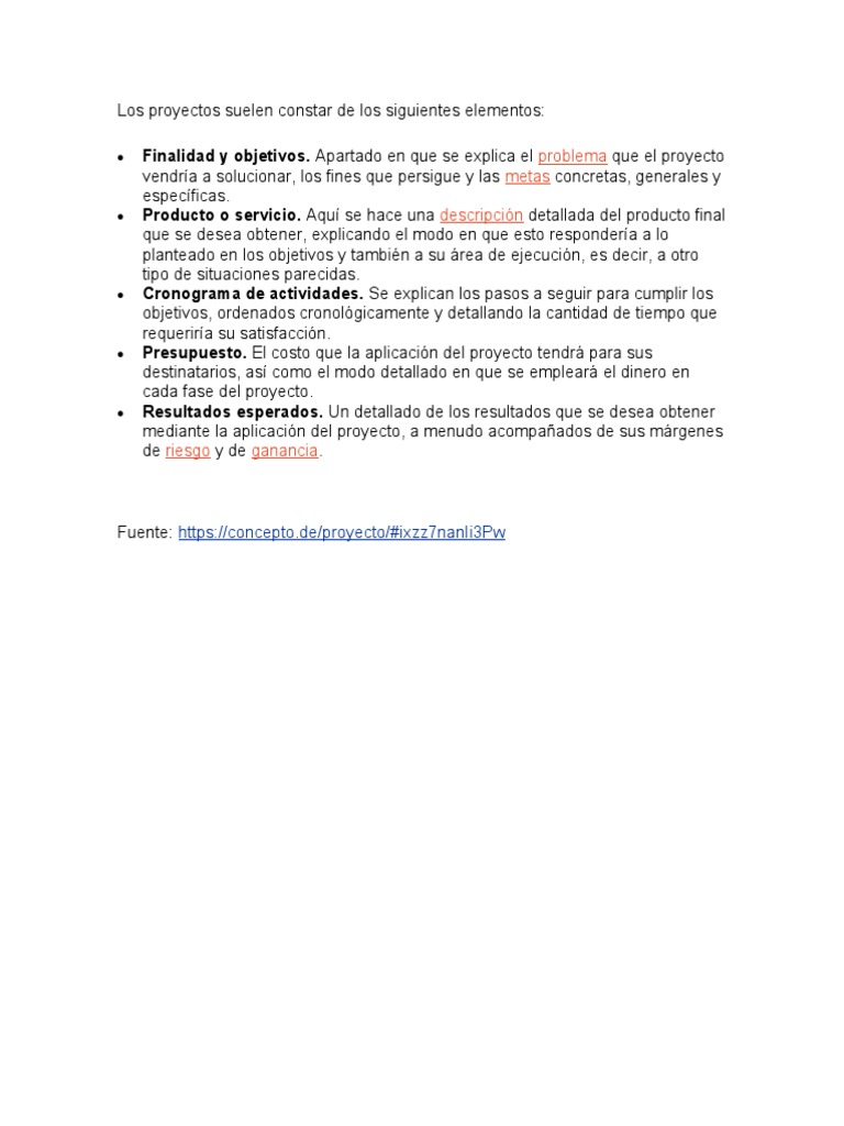 Elementos Clave de un Proyecto | PDF