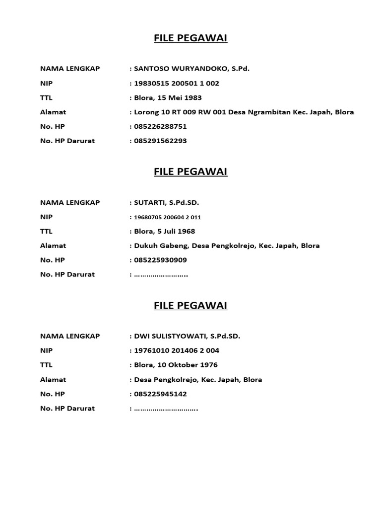 Cover File Pegawai | PDF
