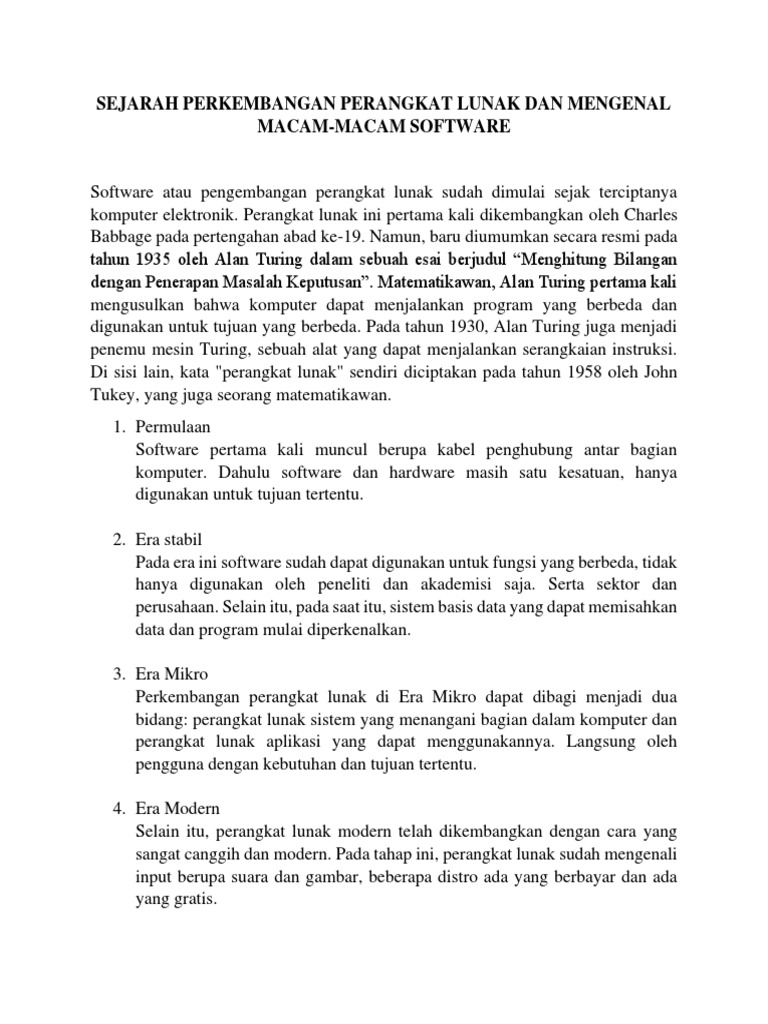 Sejarah Perkembangan Perangkat Lunak Pdf Komputer