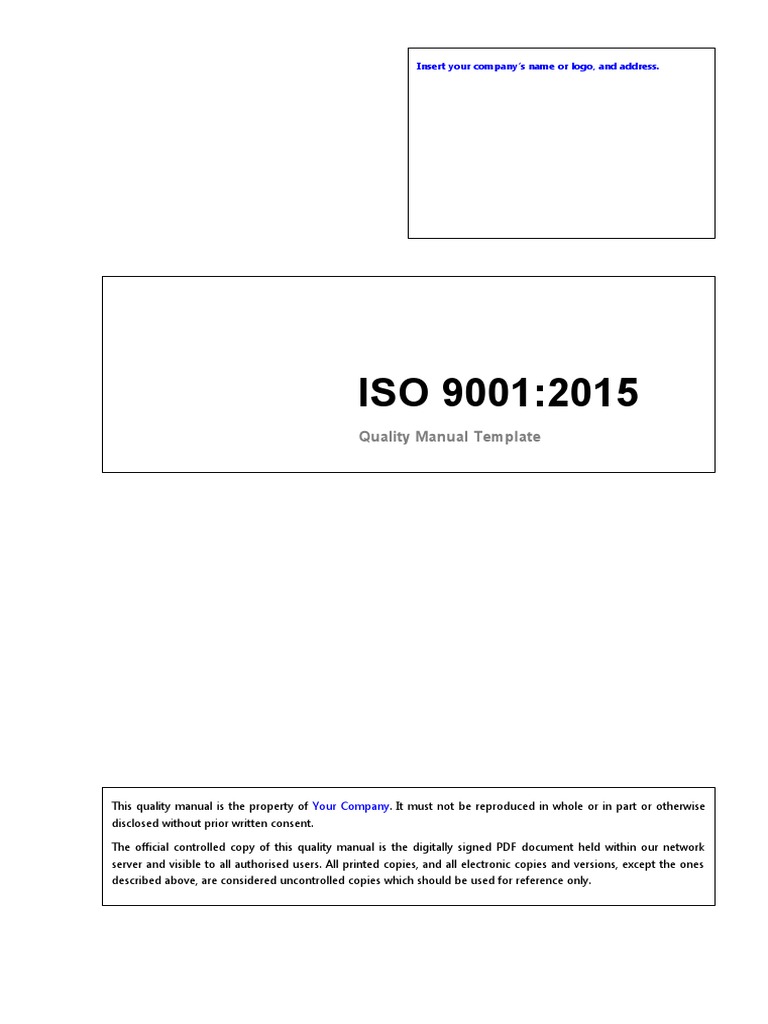 ISO 9001:2015 Quality Manual Template | PDF | Quality Management System ...