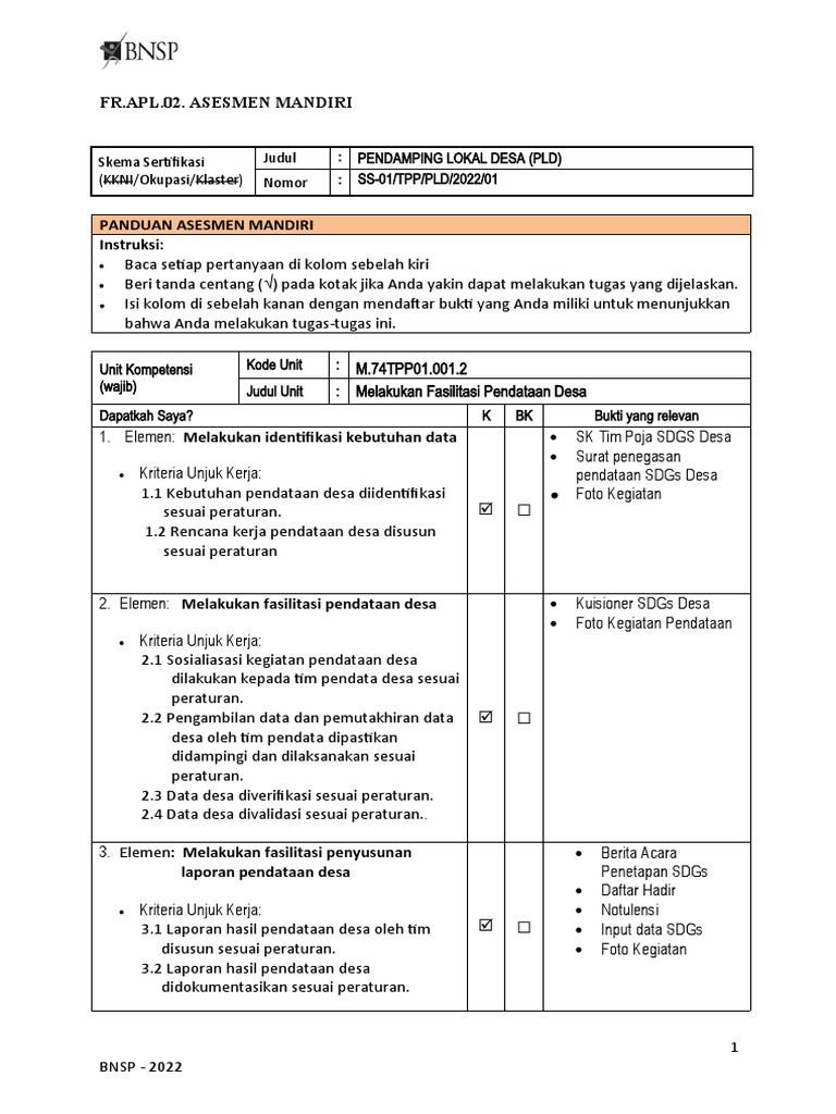 Contoh Asesmen Mandiri Pdf