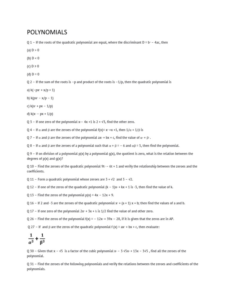POLYNOMIALS PDF Polynomial Numerical Analysis