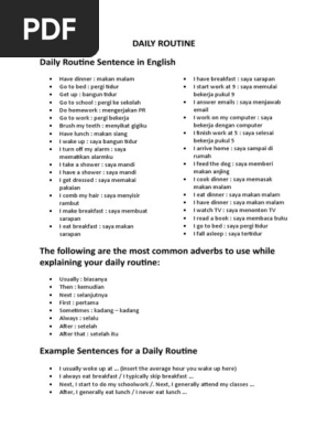 Daily Routine Examples