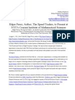 Edgar Perez, Author, The Speed Traders, To Present at NYU's Courant Institute of Mathematical Sciences (1)