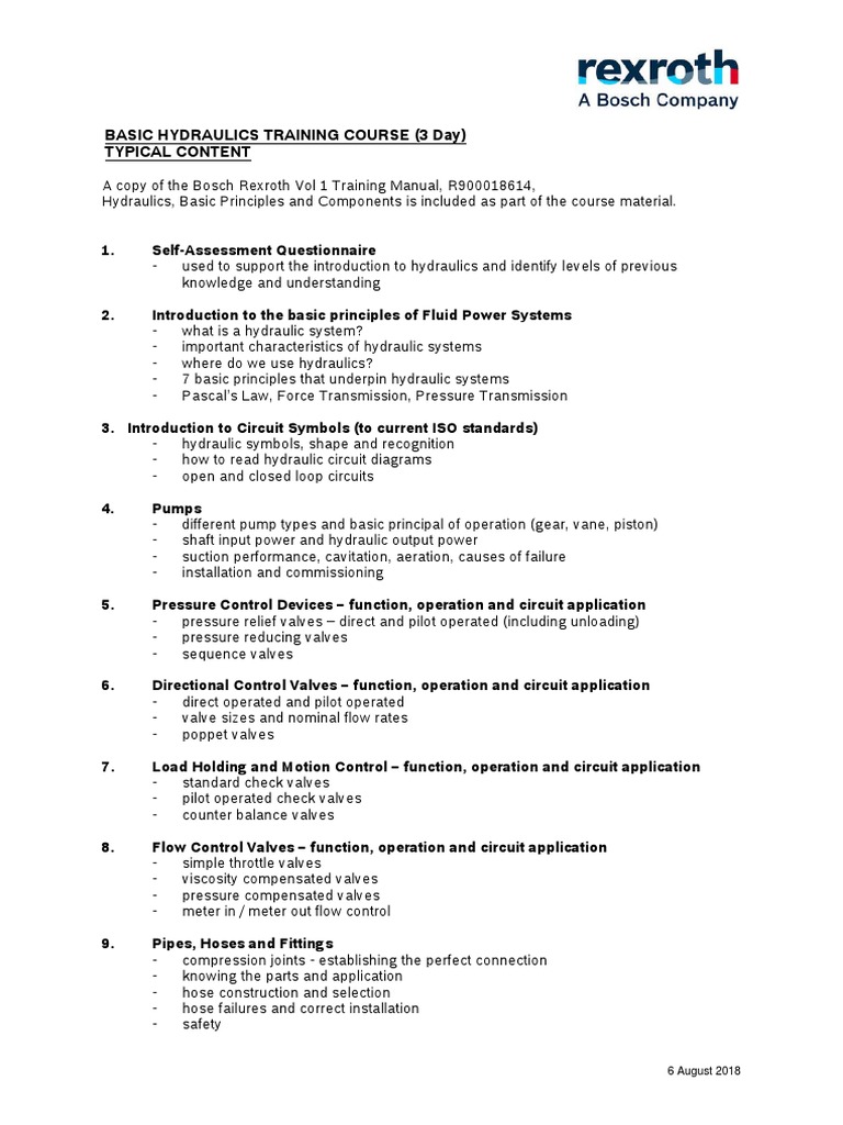Hydraulic Courses Typical Content2 PDF Valve Pump