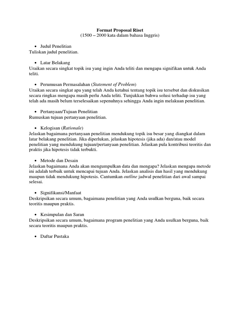 Format Proposal Riset Terstruktur dan Efektif | PDF