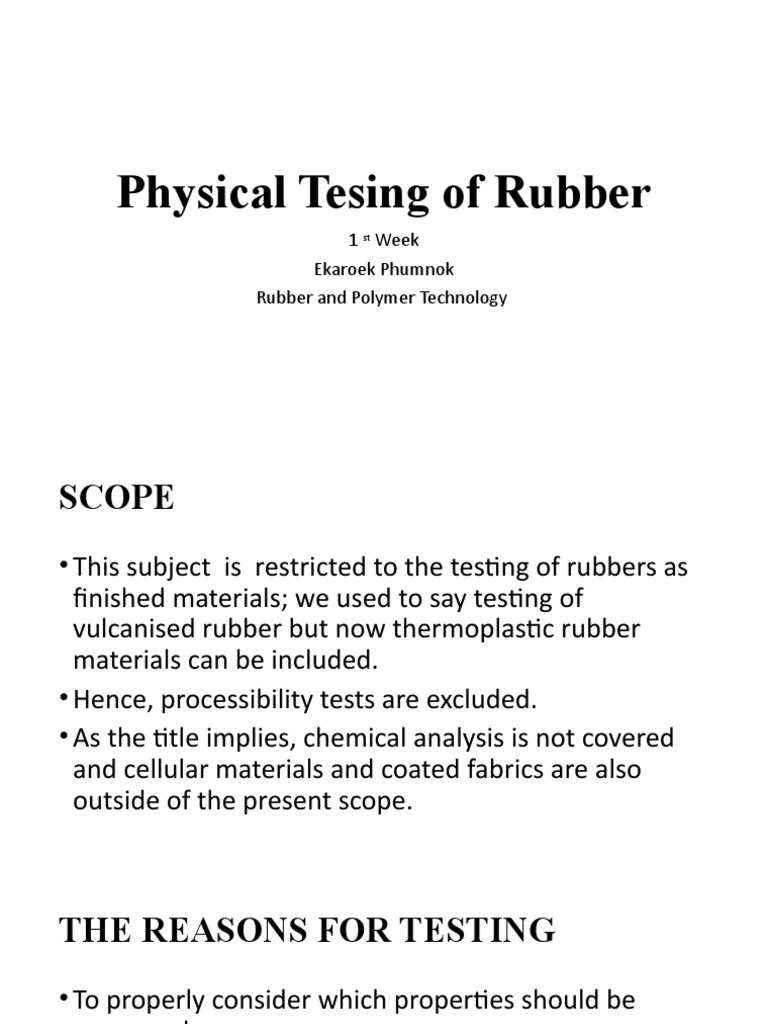 Physical Tesing of Rubber Part I | PDF | Hardness | Strength Of Materials