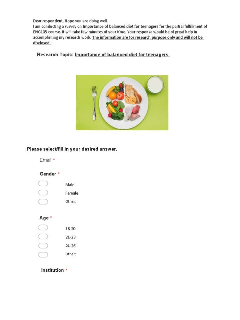 Survey | PDF | Healthy Diet | Food And Drink
