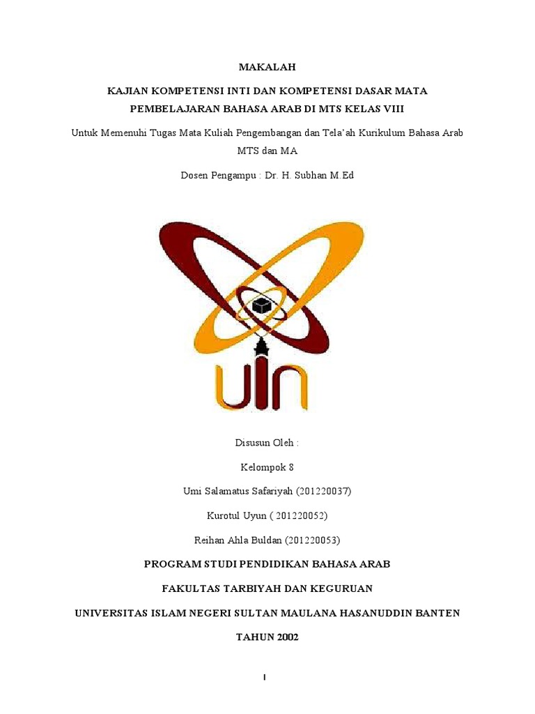 Kompetensi Inti dan Dasar Bahasa Arab MTS | PDF | Seni