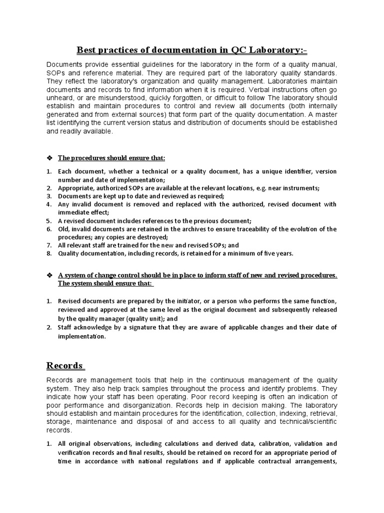 Control of Documentation in QC Laboratory Blog PDF Records