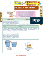 Cambios de La Materia para Quinto Grado de Primaria