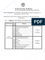 Draft Time Table M.Phil Ph.D. Special Admission Drive Entrance Exam 2021-2022