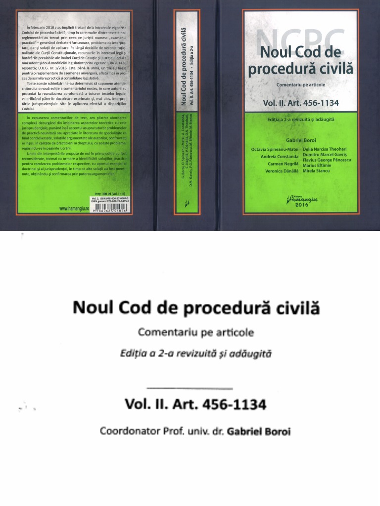 Noul Cod de Procedura Civila Vol II Art 1 455 2016 PDF