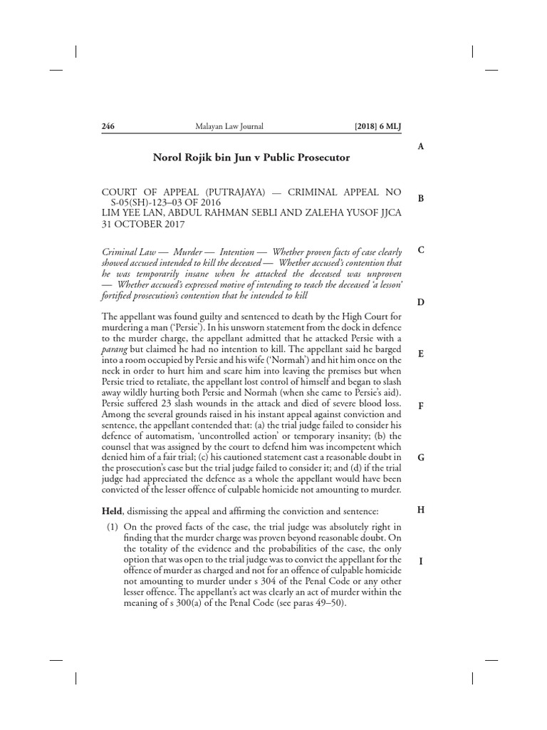 Norol Rojik Bin Jun V Public Prosecutor | PDF | Burden Of Proof (Law ...