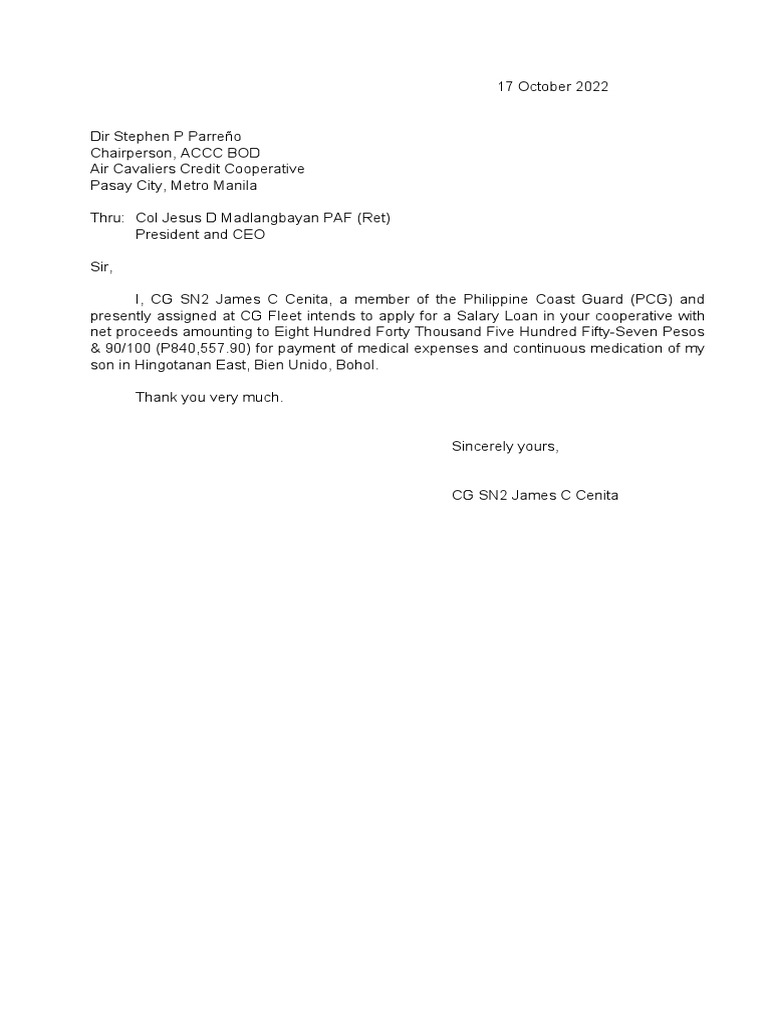 Letter of Intent Loan CG BALAO PDF