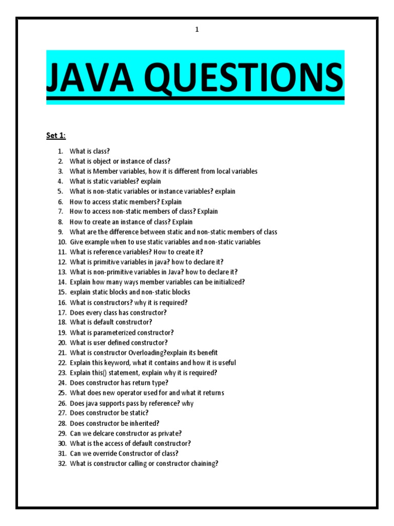 JAVA QUESTION - MR - ABHISHEK AVULA | PDF | Class (Computer Programming ...