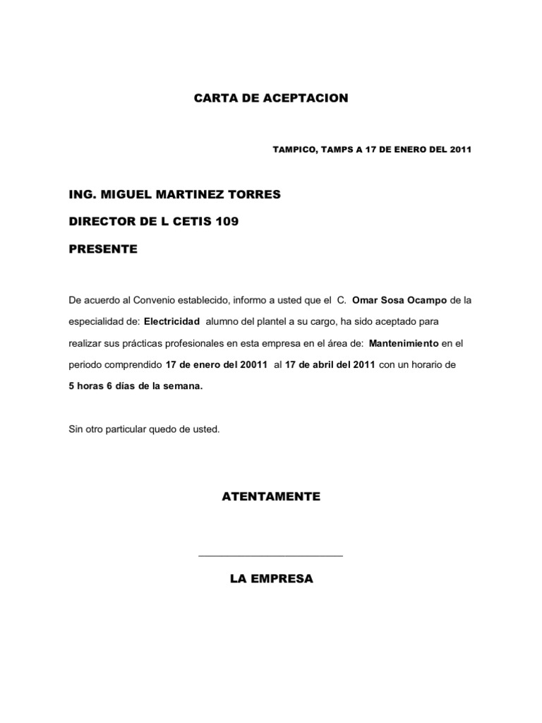 CARTA DE ACEPTACION