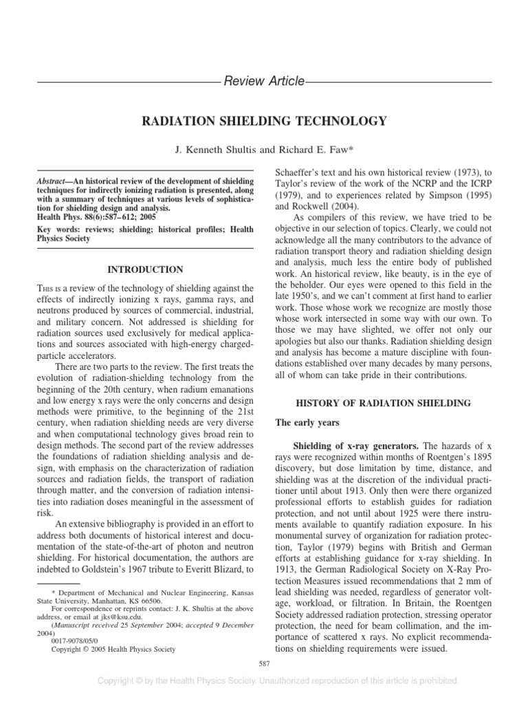 RADIATION SHIELDING Shultis PDF Neutron Nuclear Reactor