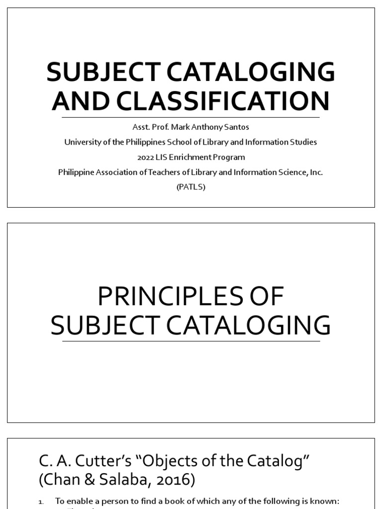 Subject Cataloging and Classification PDF Linguistics