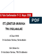 Yalın Konferansları 9-11 Mayıs 2008 ETİ ŞİRKETLER GRUBUNDA TPM UYGULAMALARI. Ali İhsan YAPAR Eti Gıda Bisküvi Fabrikası, Fabrika Müdürü