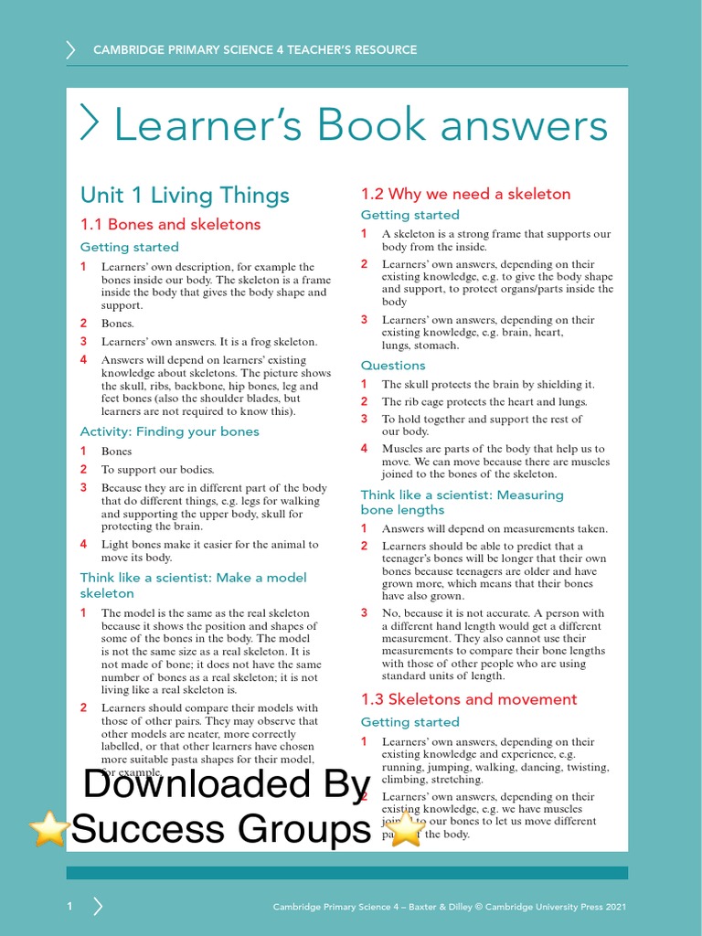 Cambridge Primary Science 4 Answers | PDF | Volcano | Lava